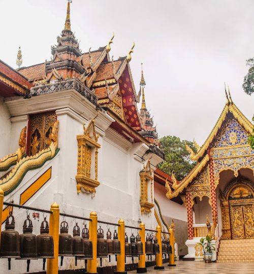 Golden pagoda at Wat Phra That Doi Suthep Temple Chiang Mai , Thailand